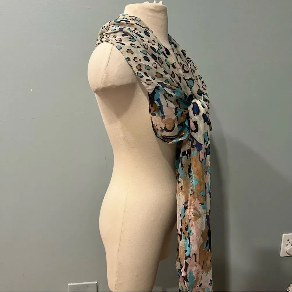NEW D&Y Pastel Pink & Blue Leopard & Floral Print Scarf Shawl